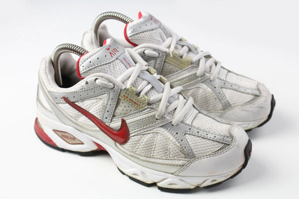 Vintage Nike Air N'Sight Sneakers Women's US 6.5 gray red 90s retro sport shoes authentic running sport trainers