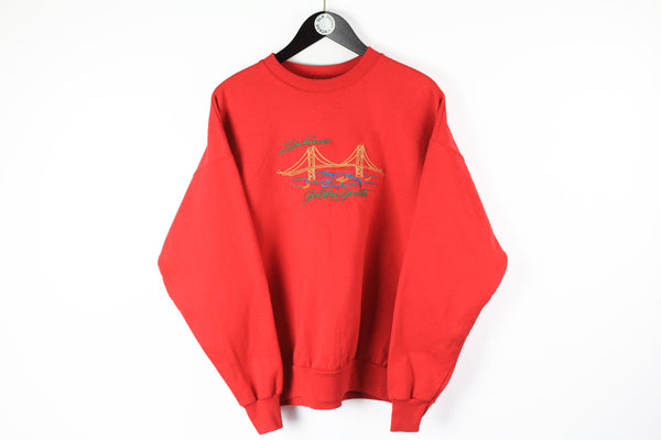 Vintage San Francisco Sweatshirt Large red embroidery logo 90s sport jumper