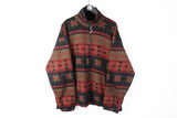 Vintage Fleece Full Zip XLarge  multicolor 90s retro ski sweater oversize