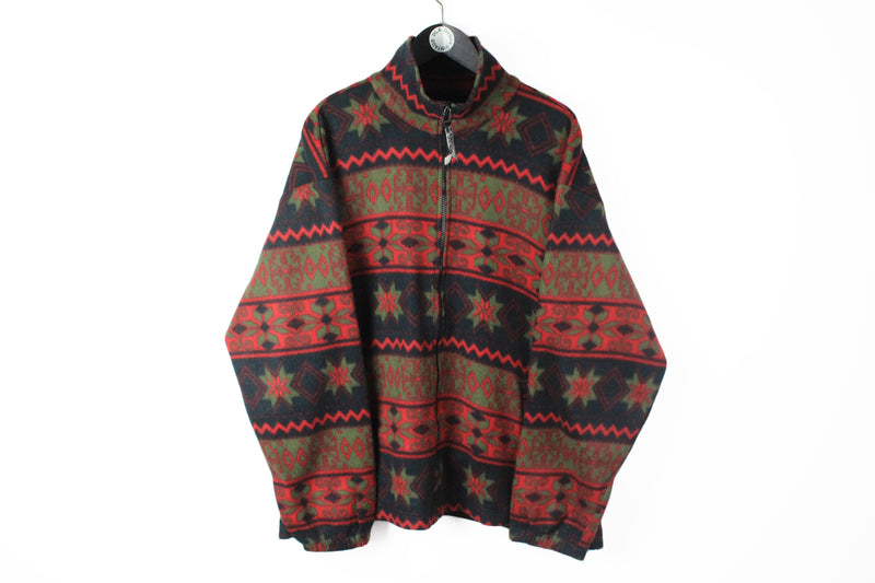 Vintage Fleece Full Zip XLarge  multicolor 90s retro ski sweater oversize