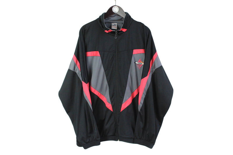 vintage PUMA WORLD men's track jacket Size XXL authentic pink black retro rave hipster 90s 80s unisex bomber tracksuit streetwear clothing