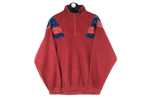 Vintage C&A Fleece 1/4 Zip XLarge red ski sweater sport style 90s jumper