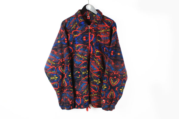 Vintage Fleece Full Zip XLarge / XXLarge abstract multicolor 90s retro style sweater ski jacket