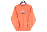 Vintage Adidas Sweatshirt Women's Medium size orange bright pullover big logo sport athletic jumper retro 90's style crewneck