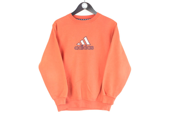 Vintage Adidas Sweatshirt Women's Medium size orange bright pullover big logo sport athletic jumper retro 90's style crewneck