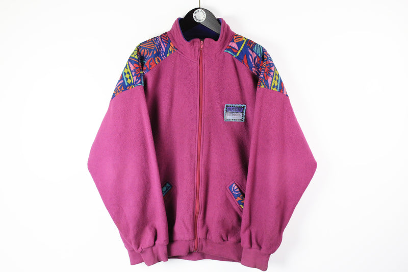 Vintage Fleece Full Zip Medium / Large pink multicolor 90s sport windbreaker sweater