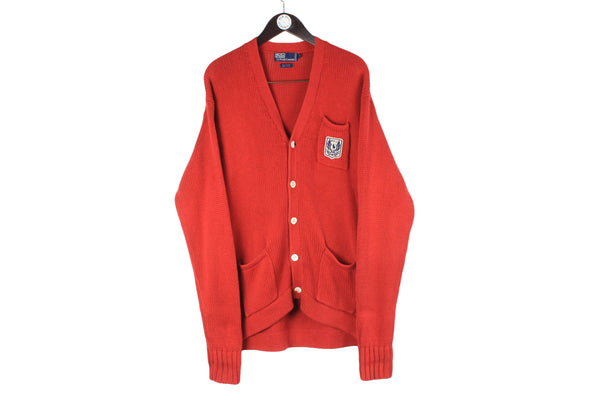 Vintage Polo by Ralph Lauren Cardigan XLarge red classic sweater 90s sport jumper USA style