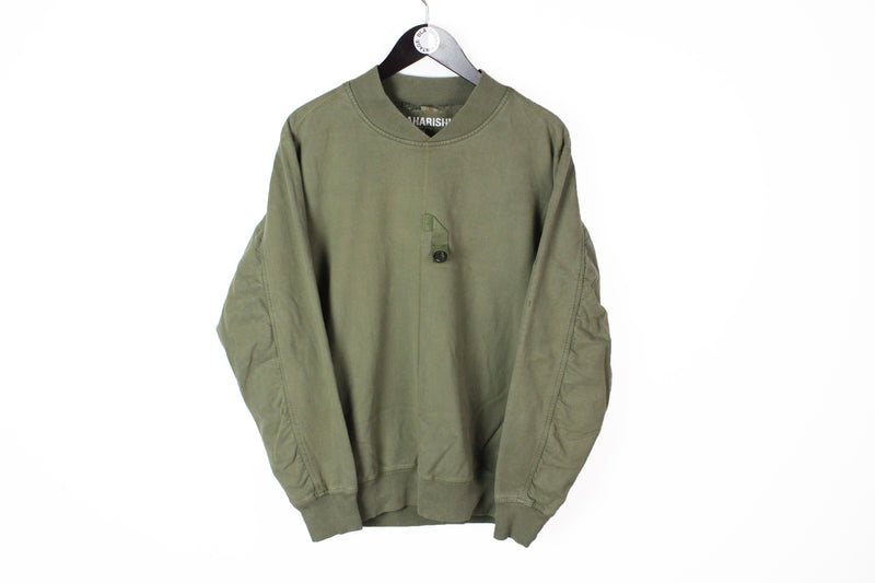 Maharishi Sweatshirt Large green crewneck tech wear olive military green sport streetwear jumper
