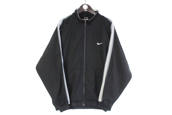 Vintage Nike Track Jacket XXLarge size men's oversize sport wear black swoosh logo retro rare 90's outfit