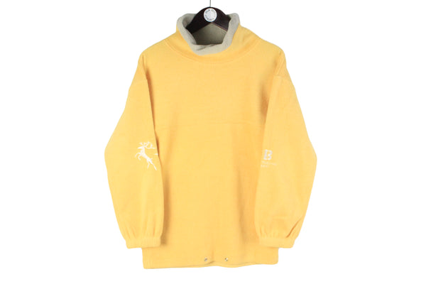 Vintage Bogner Fleece Women's Small yellow turtleneck sweater 90s retro classic sport ski style jumper 