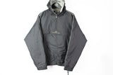 Vintage Sergio Tacchini Anorak Jacket Large gray big logo 90s half zip retro style hooded jacket