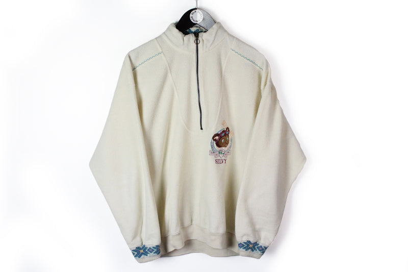Vintage Polartec Fleece Half Zip Medium / Large white 90's winter ski sweater