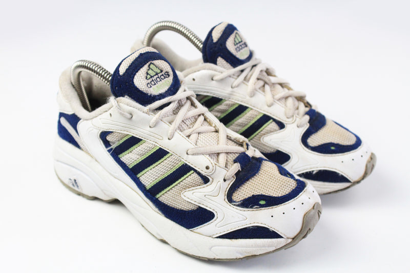 Vintage Adidas Grind Sneakers Women's US 6.5 white blue 90s retro style training shoes
