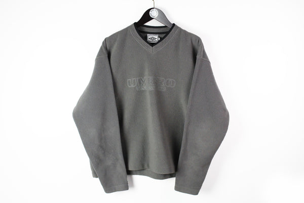 Vintage Umbro Fleece Sweatshirt XLarge gray 90s sport big logo Sportswear gray 