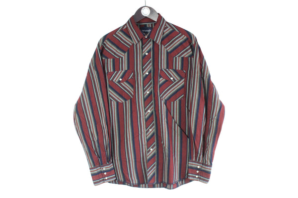 Vintage Wrangler Shirt Large size collared basic button up striped pattern work wear retro rare