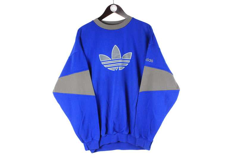 Vintage Adidas Sweatshirt XLarge blue big logo 90s retro crewneck sport style jumper