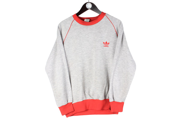 Vintage Adidas Sweatshirt Small gray small logo crewneck 90s retro classic sport jumper