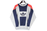 Vintage Adidas Sweatshirt Small gray crewneck big logo 90s retro sport style jumper