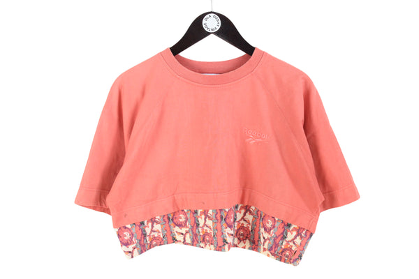 Vintage Reebok Cropped T-Shirt Women's Medium / Large pink 90's top cotton tee