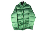 Vintage Giorgio Armani Puffer Jacket Small green big logo retro down jacket luxury style 90s Neve collection