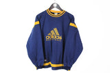 Vintage Adidas Basketball Sweatshirt Medium blue big logo yellow 90's 