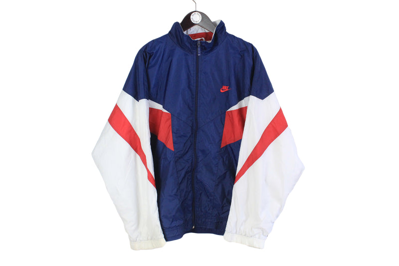 Vintage Nike Track jacket Size XL rare retro rave hipster sport athletic 90s 80s hip hop running streetwear blue red