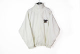 Vintage Diadora Track Jacket Large white big logo 90's sport style Italy windbreaker big logo