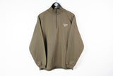 Vintage Reebok Sweatshirt 1/4 Zip Medium brown 90s sport UK style jumper