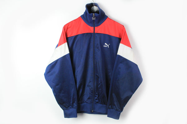 Vintage Puma Track Jacket XLarge blue red 90s windbreaker sport style