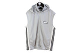 Vintage Adidas Track Jacket Sleeveless Vest Medium / Large gray big logo hooded 90's sport style 