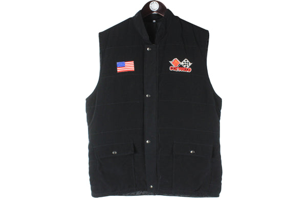 Vintage Corvette Vest Large USA big logo racing sleeveless 90s retro jacket 