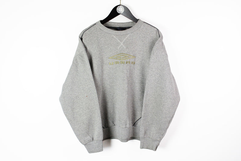 Vintage Umbro Sweatshirt Medium gray big logo 90s sport jumper