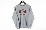 Vintage Adidas USA Sweatshirt Small gray big logo 90s sport team retro style jumper