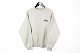 Vintage Asics Sweatshirt Medium beige 90s sport style small logo made in Japan retro jumper crewneck