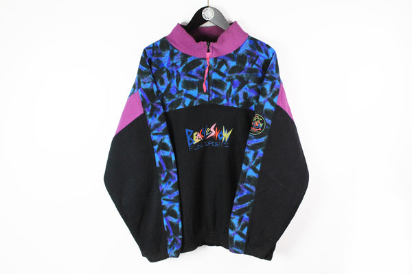 Vintage Fleece 1/4 Zip Medium / Large multicolor 90s sport black beach and snow funs sports sweater