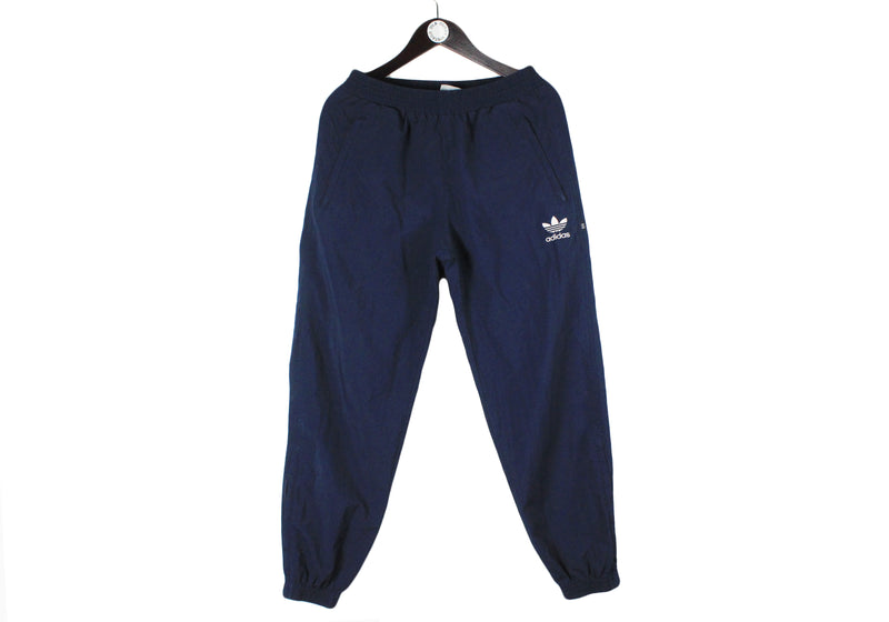 Vintage Adidas Track Pants Medium size men's sport wear retro rare 90's 80's stylr clothing navy blue pants authentic athletic training outfit