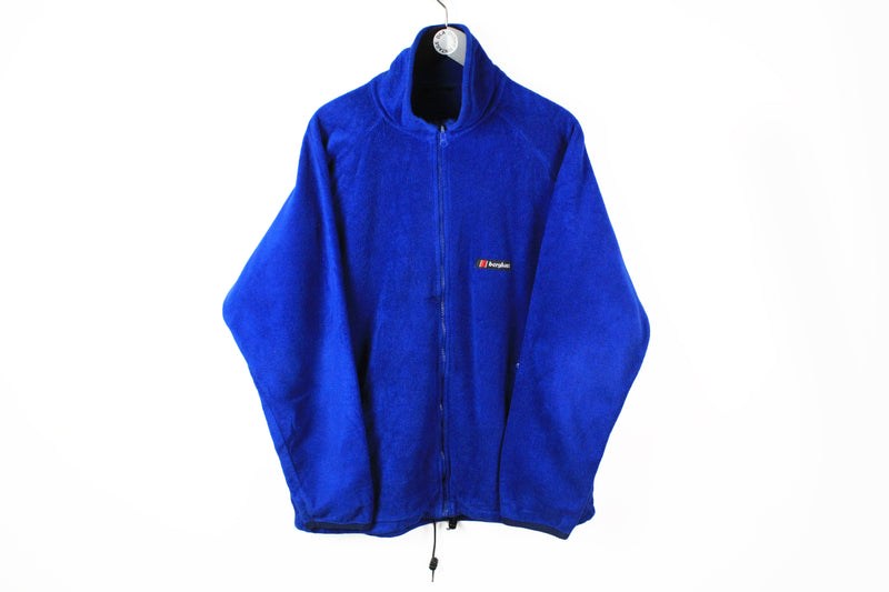 Vintage Berghaus Fleece Full Zip Large blue 90s UK sport outdoor sweater