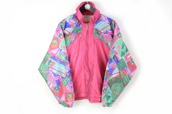 Vintage Sergio Tacchini Track Jacket Medium pink multicolor 90's sport style windbreaker