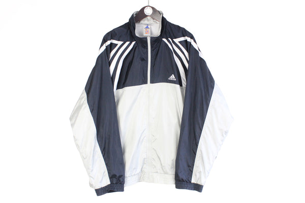 Vintage Adidas Track Jacket XXLarge size men's oversize sport wear retro athletic clothing full zip windbreaker 90's outfit