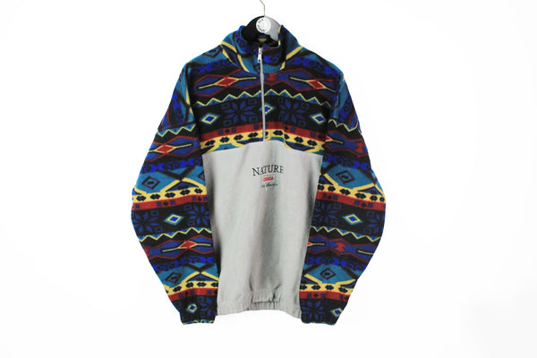 Vintage Fleece Half Zip XLarge Nature sweater 90s sport style ski jumper