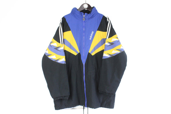 Vintage Adidas Jacket Large / XLarge size men's retro full zip windbreaker bright multicolor rare ertro 90's outfit 