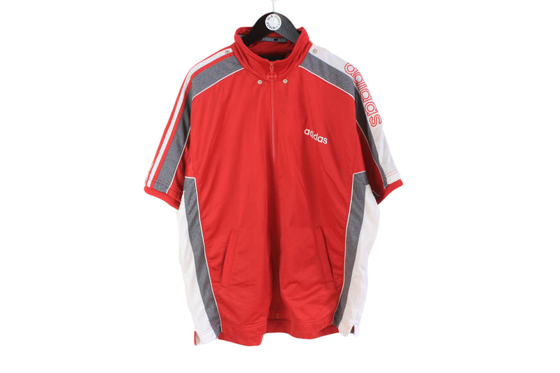 Vintage Adidas Track Jacket Half Sleeve Large red full zip 90's style 