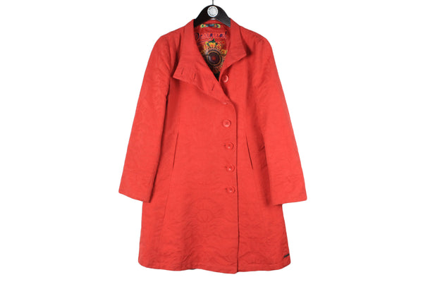 Desigual Coat Women's size red bright button up autumn coat style classic luxury outfit