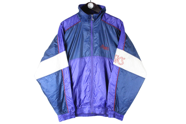 Vintage Asics Track Jacket Large purple big logo 90s retro windbreaker sport jacket