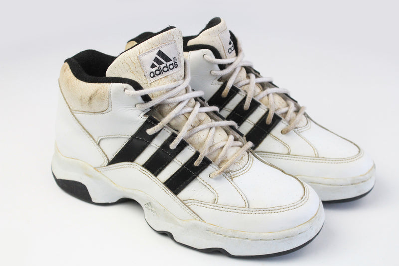 Vintage Adidas Sneakers Women's US 7 white 90s retro shoes high top basketball style