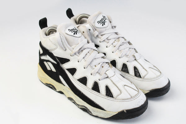 Vintage Reebok Sneakers Women's US 6 white basketball black 90s retro streetwear sport shoes