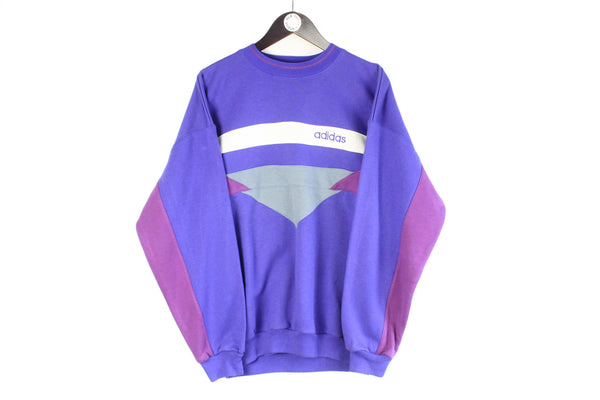 Vintage Adidas Sweatshirt Large size purple crewneck cotton bright pullover acid retro style streetwear