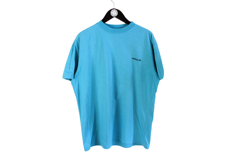 Vintage Adidas T-Shirt Large blue small logo basic tee 90's sport style