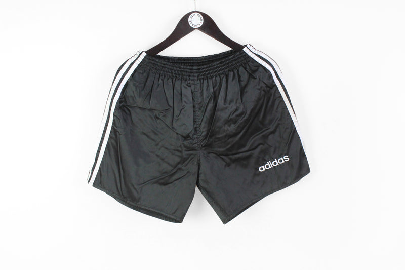 Vintage Adidas Shorts Medium black 90's polyester retro sport shorts