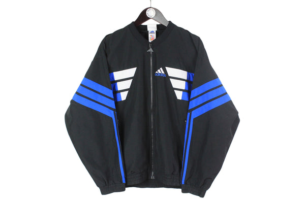 vintage ADIDAS men's track jacket Size M authentic bomber black blue rare retrorave hipster zipped classic trackjacket suit 90s 80s sport